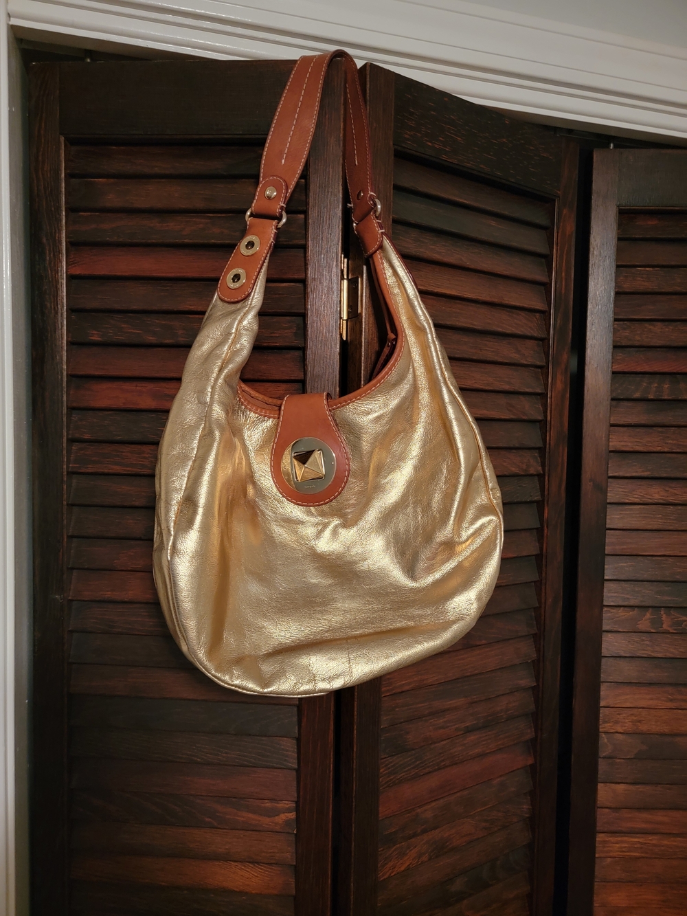 kate spade Gold and Brown Leather Shoulder Bag
